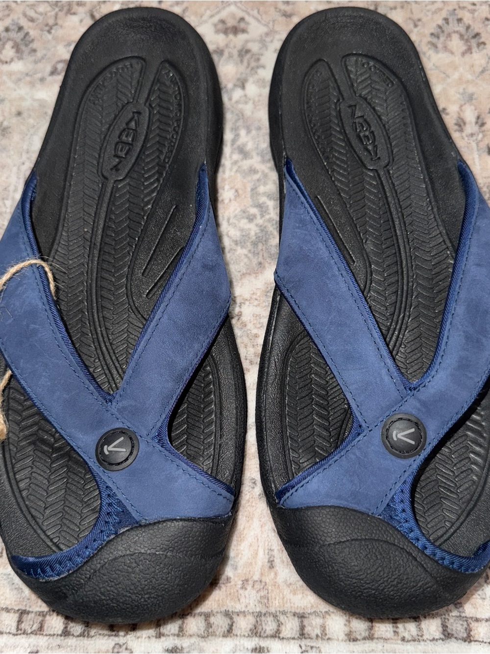 KEEN Waimea H2 Toe Protecting Flip Flops Sport Sandals Blue Black Mens Sz 9.5